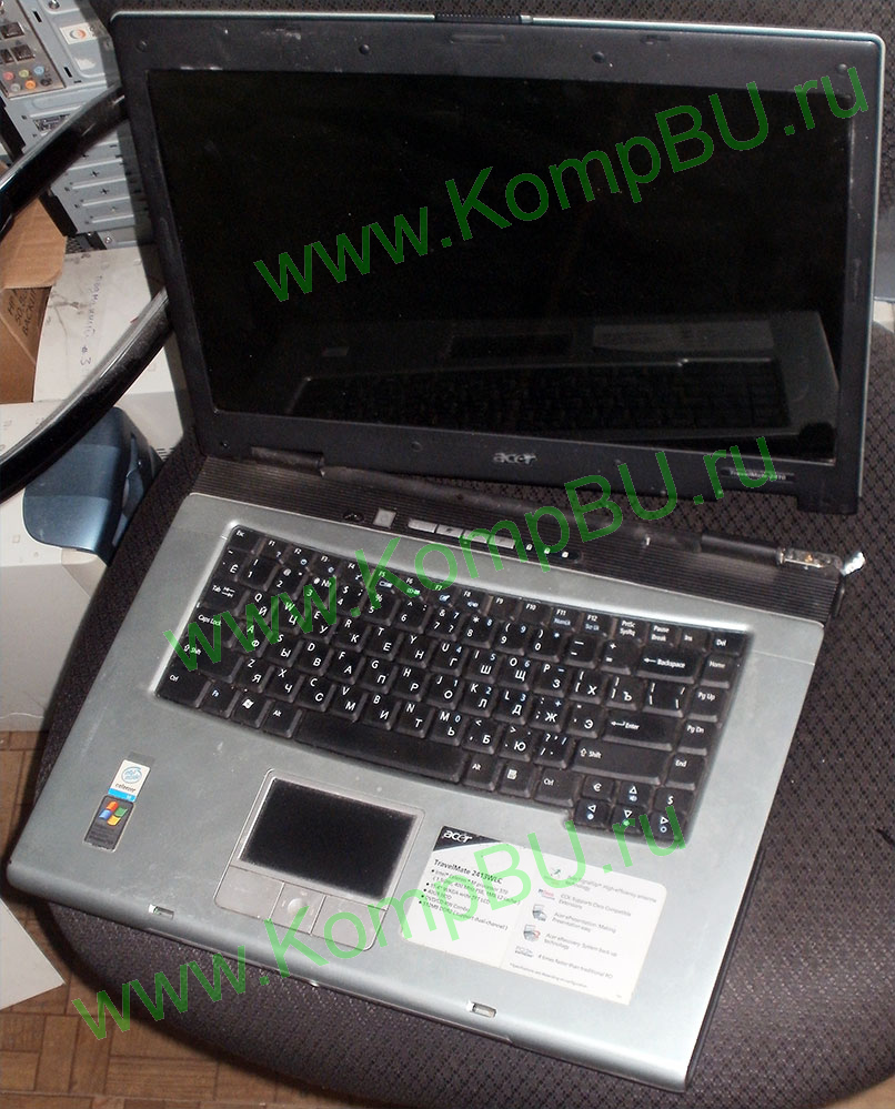 ДЕФЕКТНЫЙ НЕДОУКОМПЛЕКТОВАННЫЙ ноутбук Acer TravelMate 2410 (2413WLC) (Intel Celeron M370 1.5Ghz /no RAM! /no HDD! /no drive! /sound /LAN /15.4" TFT 1280x800)